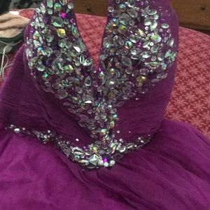Purple beaded prom dress